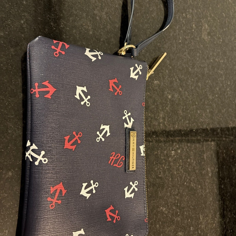 Tommy Hilfiger Navy Anchor Print Wristlet